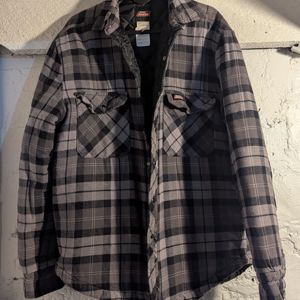 Dickies Black and Gray Plaid Quilted Flannel